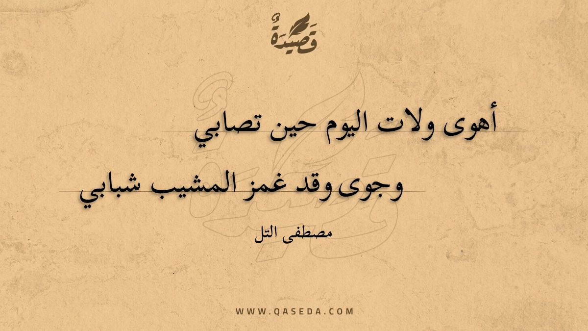 قصيدة أهوى ولات اليوم حين تصابي