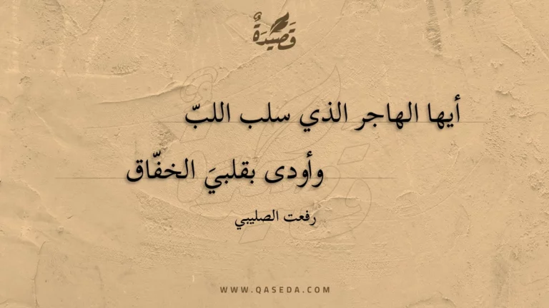 قصيدة أيها الهاجر الذي سلب اللب