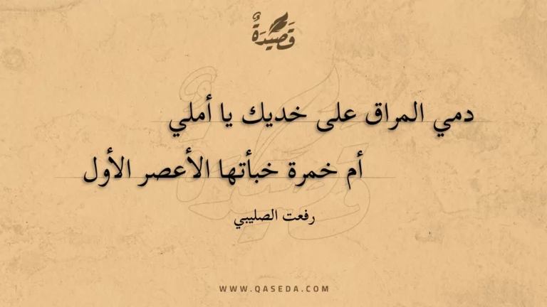قصيدة دمي المراق على خديك يا أملي