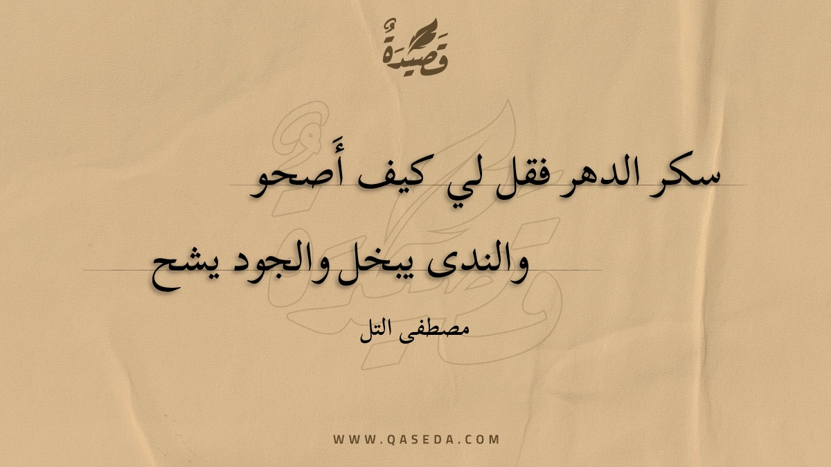 قصيدة سكر الدهر فقل لي كيف أَصحو