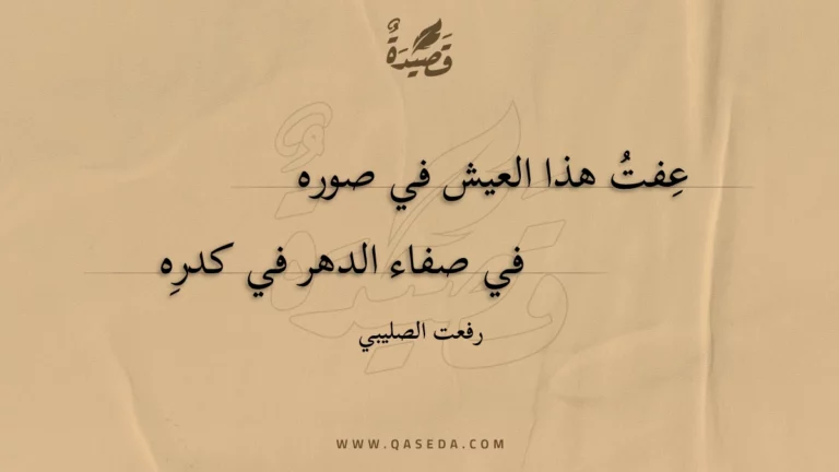 قصيدة عفت هذا العيش في صوره