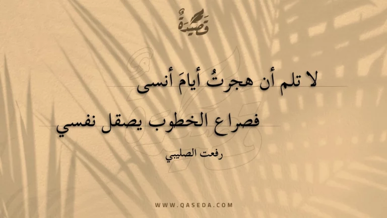 قصيدة لا تلم أن هجرت أيام أنسى