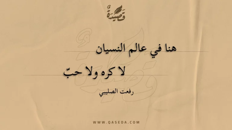 قصيدة هنا في عالم النسيان